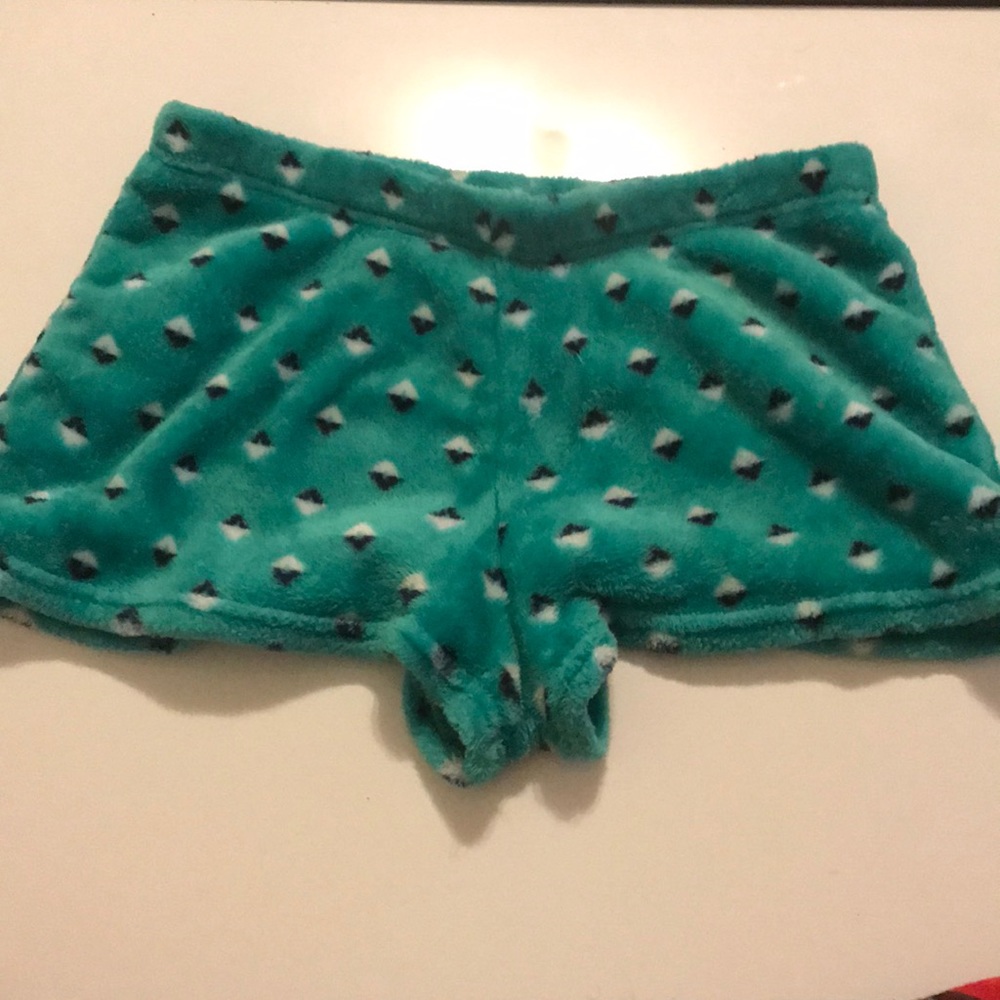Fluffy blue pajama booty shorts